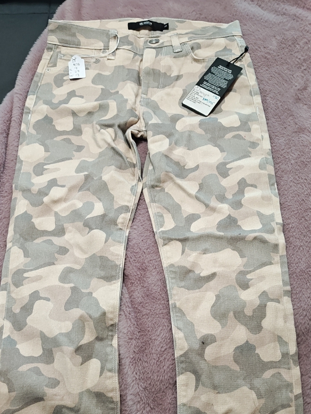 Hudson Jeans Neutral Camo Slim Jeans in Beige & Gray